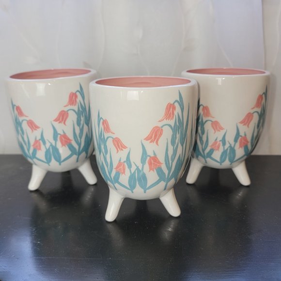 Other Set Of 3 Beautiful Floral Painted Ceramic Cups Poshmark